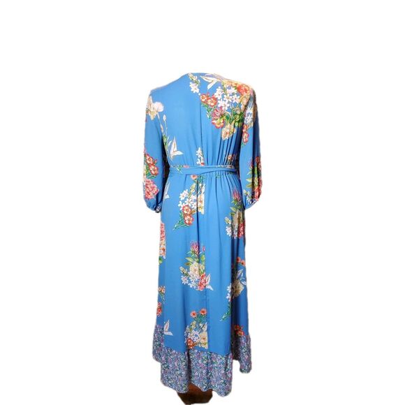 New York And Company Blue Floral Wrap Maxi dress Size Large NWT Reg $79.95 - Picture 6 of 11